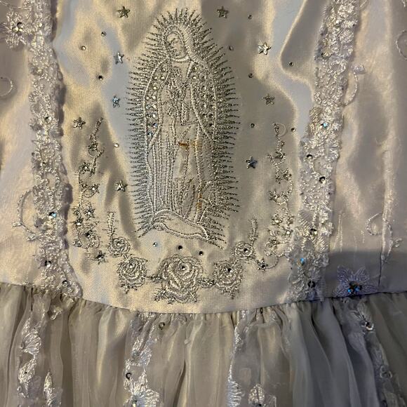 Girls First Holy Communion Dress Primera Comunión Lady of Guadalupe White Size 1 - Picture 4 of 5